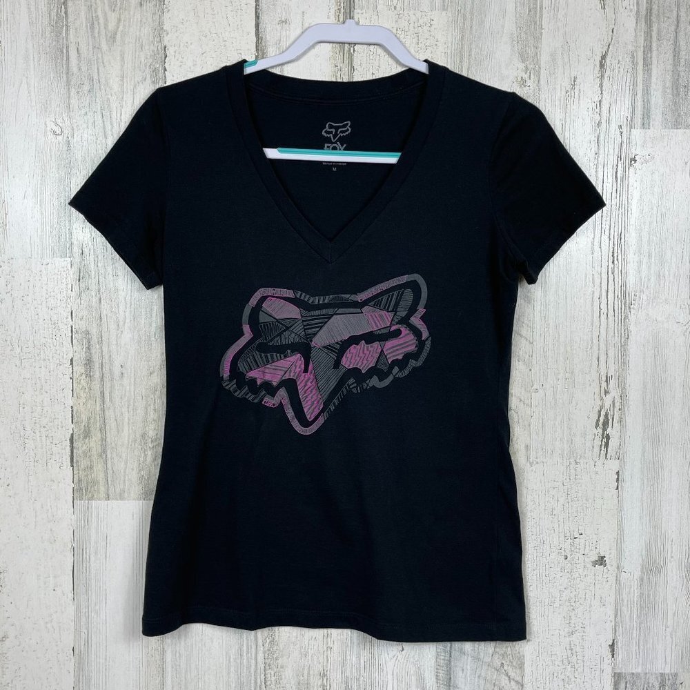Fox Riders graphic tee motocross mountain bike black pink Medium